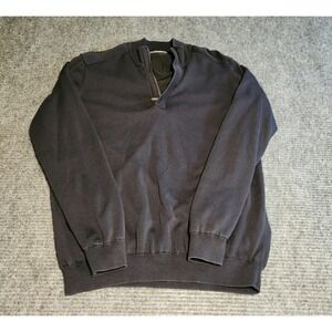 Ashworth Mens Pima Cotton Lined Quarter Zip Sweater Navy Blue Golf Pullover M